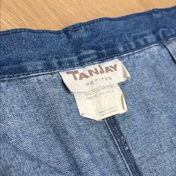 Vintage (18) TANJAY Petites Denim Midi Skirt Buttons Cotton Pockets Dark Wash - Picture 5 of 11